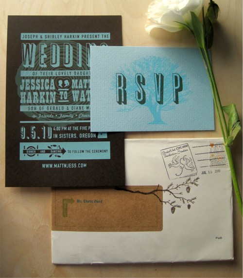 Example of a screen printed invitation from Curious Doodles